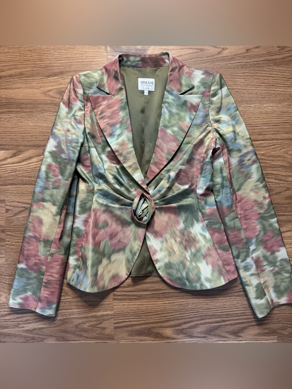 Vintage Armani Collezioni Floral Knot-Front Blazer in Pink and Green